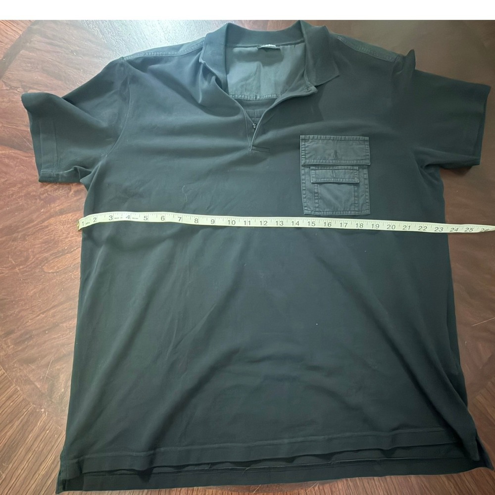 Diesel Mens Black Short Sleeve Utility Polo Shirt Cargo Pocket Barcode Graphic
